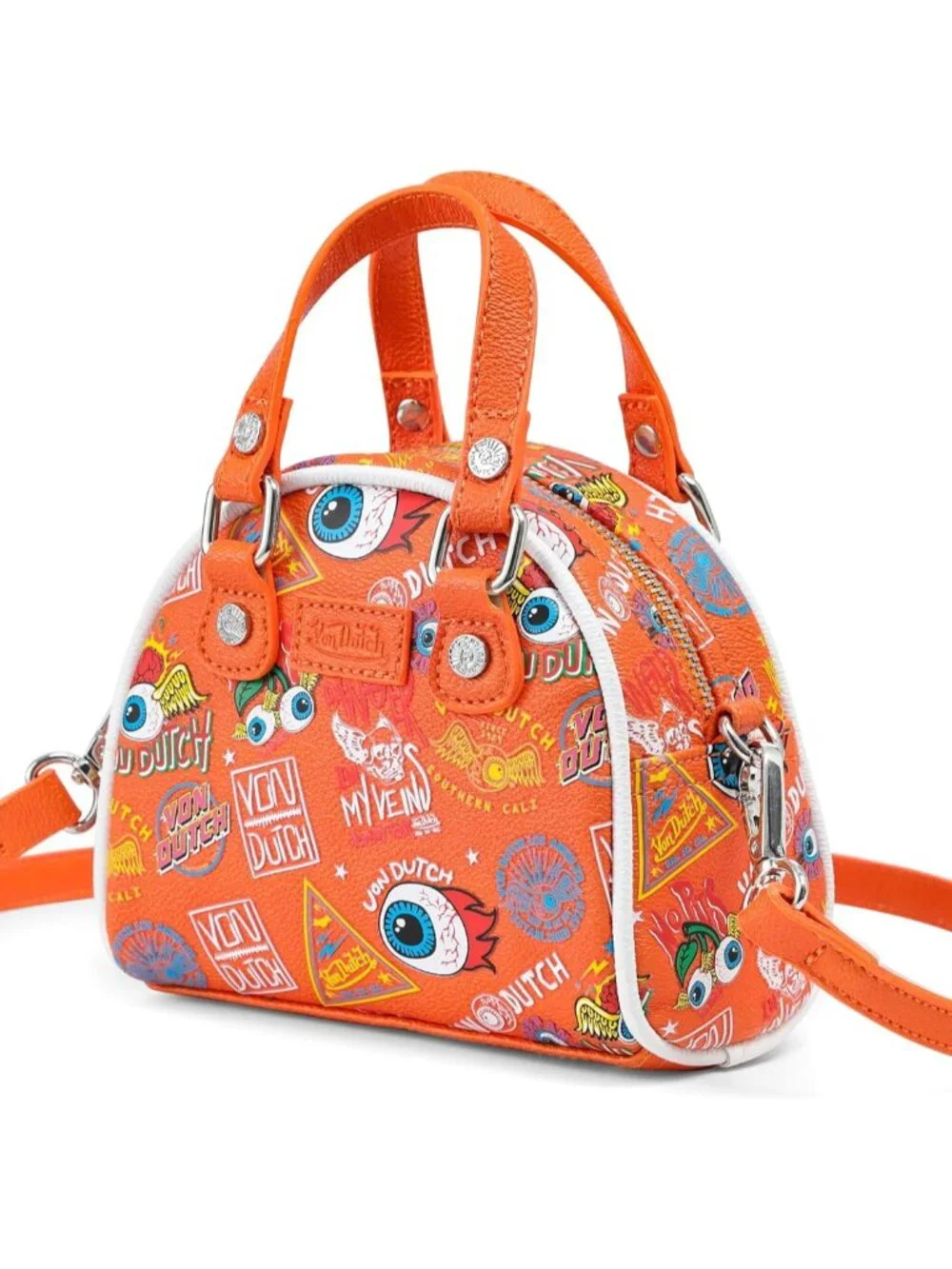 Jax Mini Bowling Bag | 6.8” Vegan Leather Crossbody with Logo Hardware, Top Hand